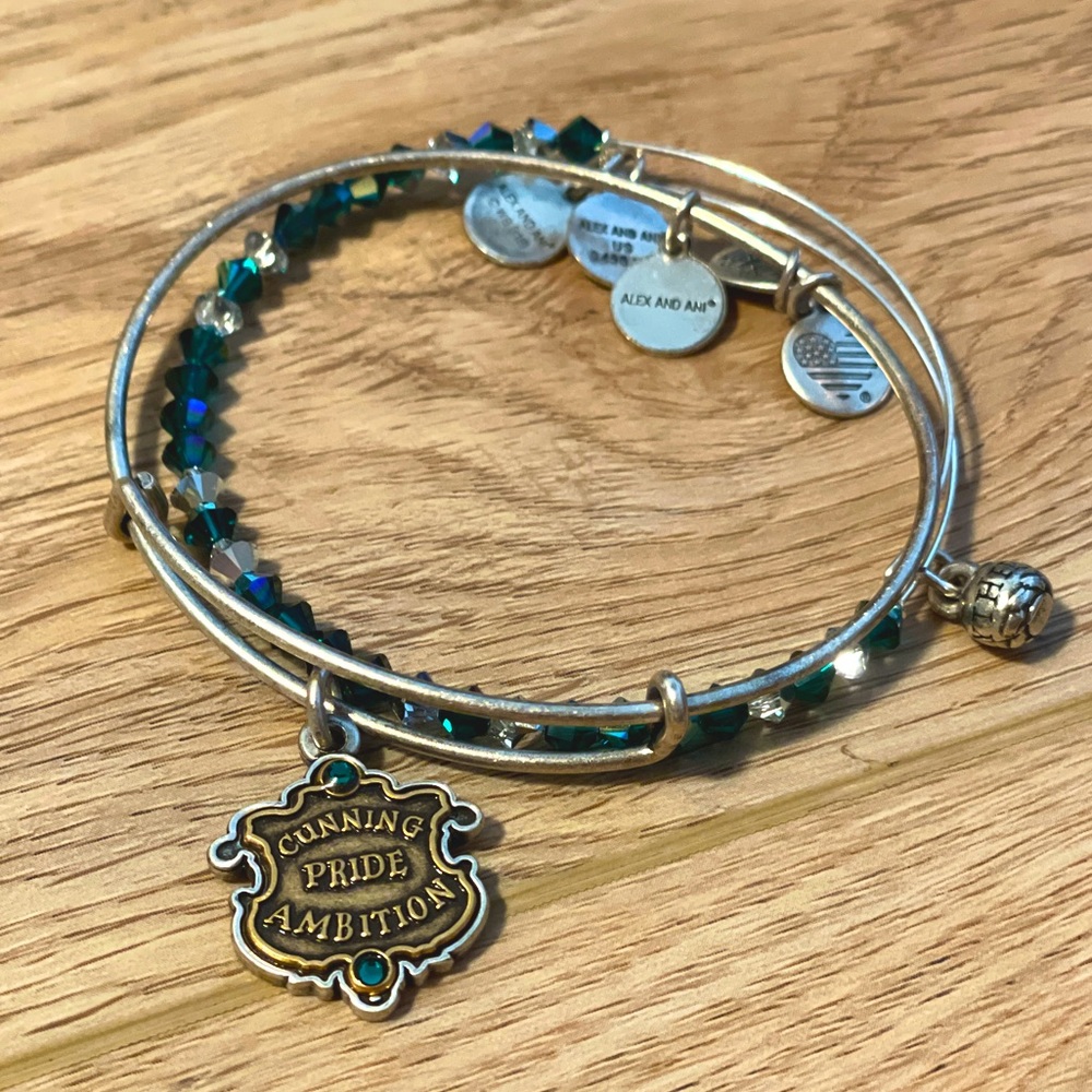Alex and Ani HP slytherin bracelets set